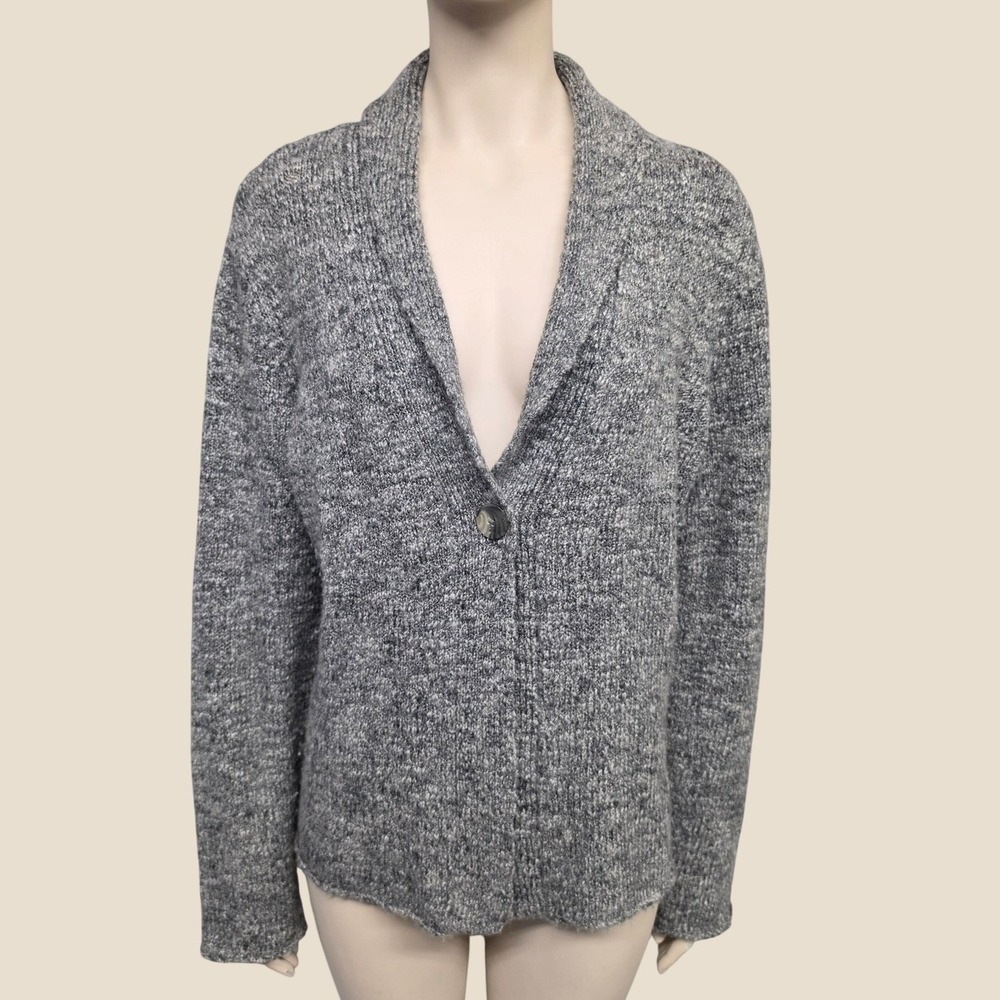 J. Jill Gray Marl Wool Alpaca Blend Shawl Collar Cardigan Sweater Large RN 97641
